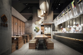 陜西面館空間設(shè)計圖片,陜西面館空間設(shè)計案例圖
