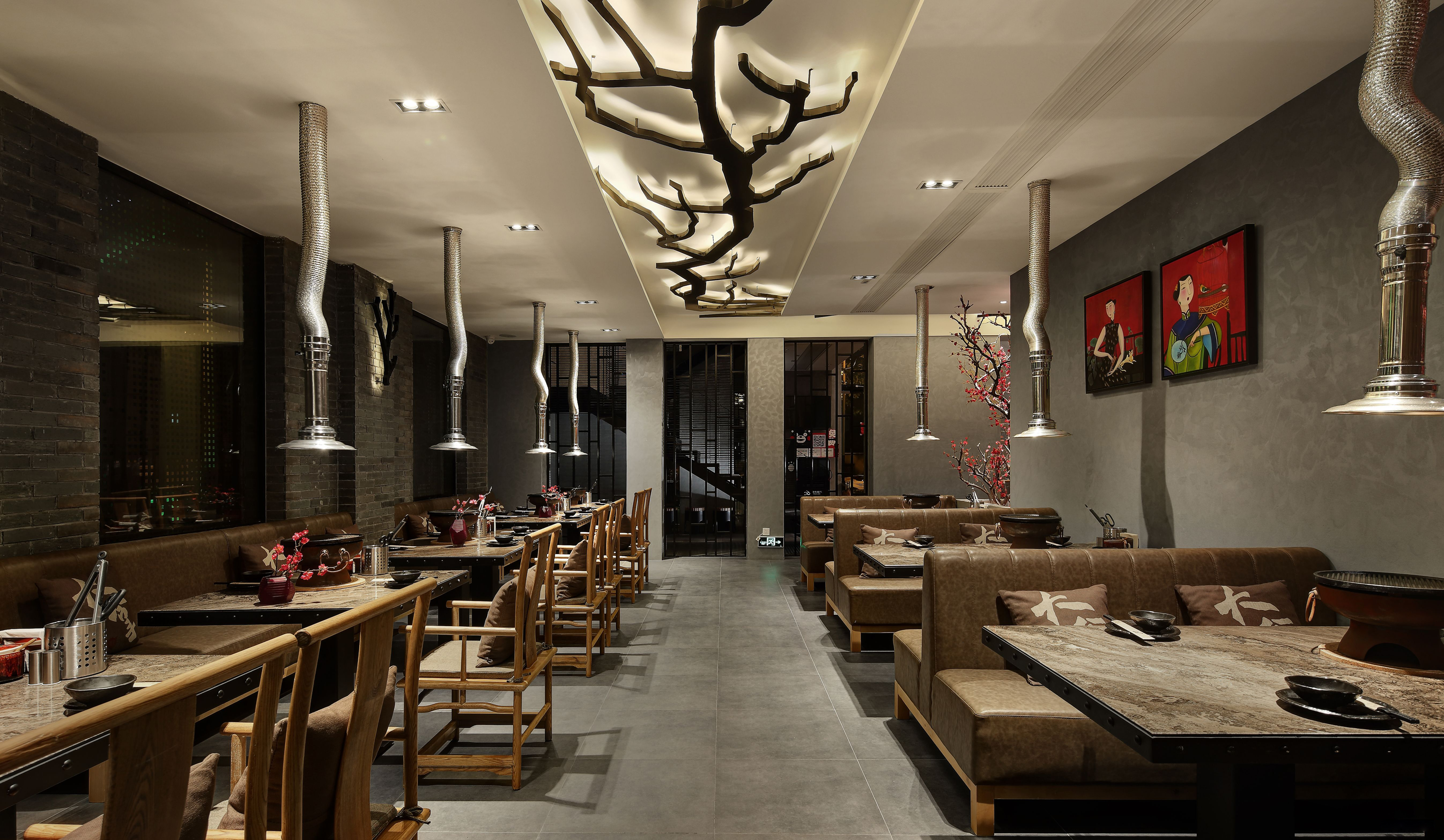 烤肉店裝飾設(shè)計布局圖,火鍋店店面裝飾設(shè)計圖片