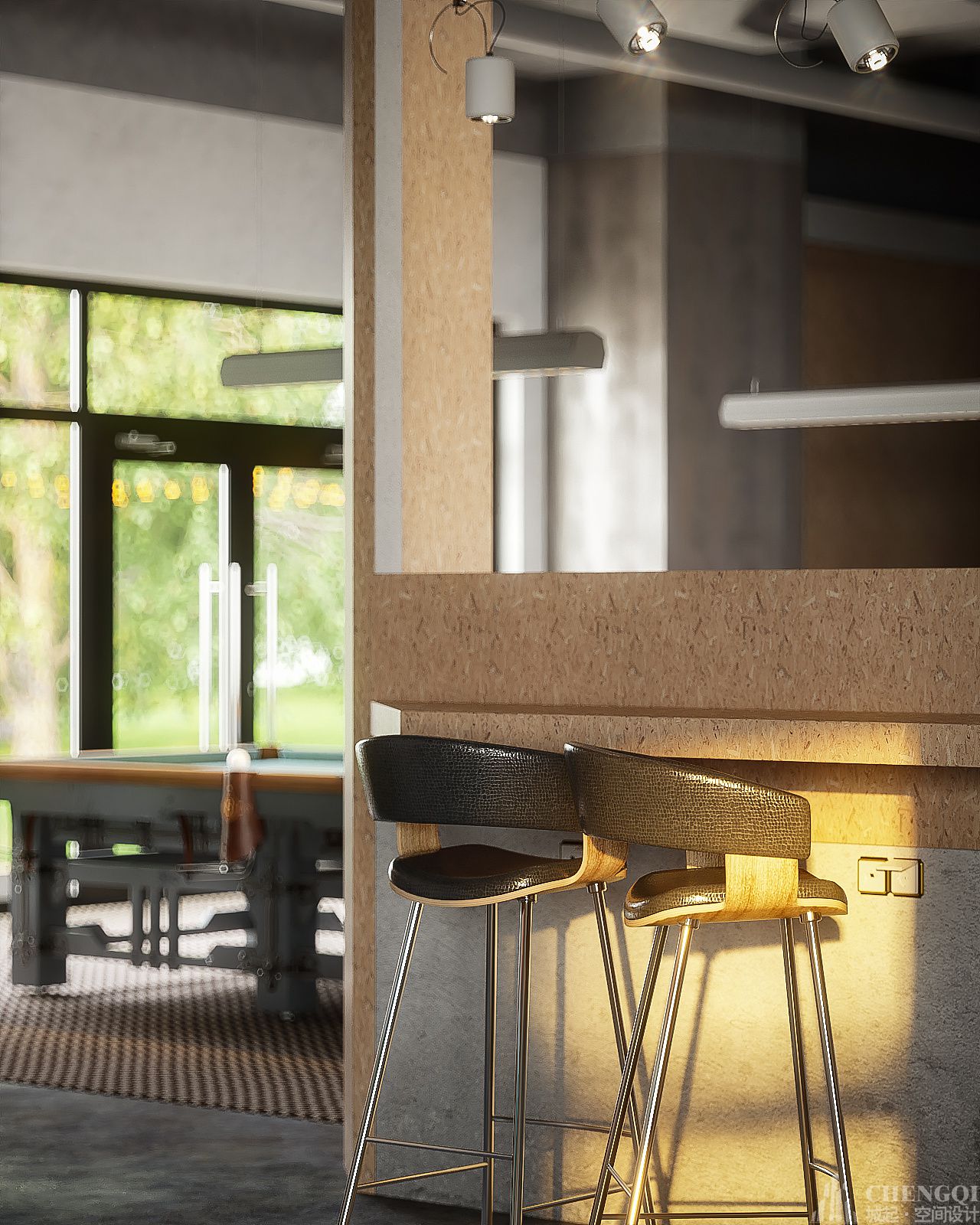 臺球廳空間裝飾效果圖,臺球廳空間設(shè)計(jì)圖片