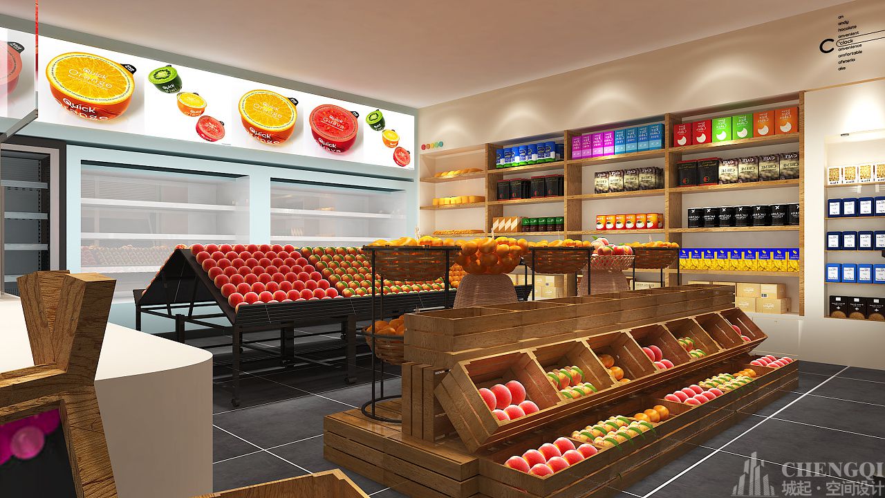 水果店裝飾設(shè)計(jì)效果圖,水果店裝飾實(shí)景圖