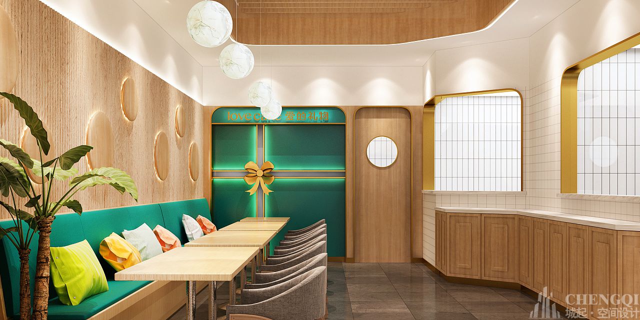 蛋糕店空間設(shè)計效果圖,蛋糕店裝飾設(shè)計實景圖