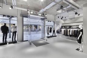 現(xiàn)代時(shí)尚裝修服裝店貨架