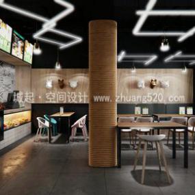 簡約風(fēng)格奶茶店設(shè)計裝飾效果圖